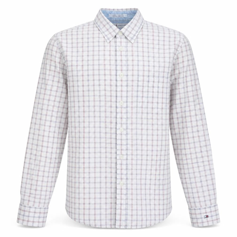 Tommy Hilfiger Jeans Mens White Check Button-Down Shirt Size M