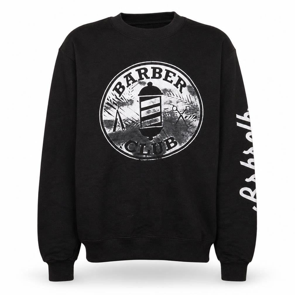 Champion Men's Black Graphic Barber Club Sweatshirt Small Pullover