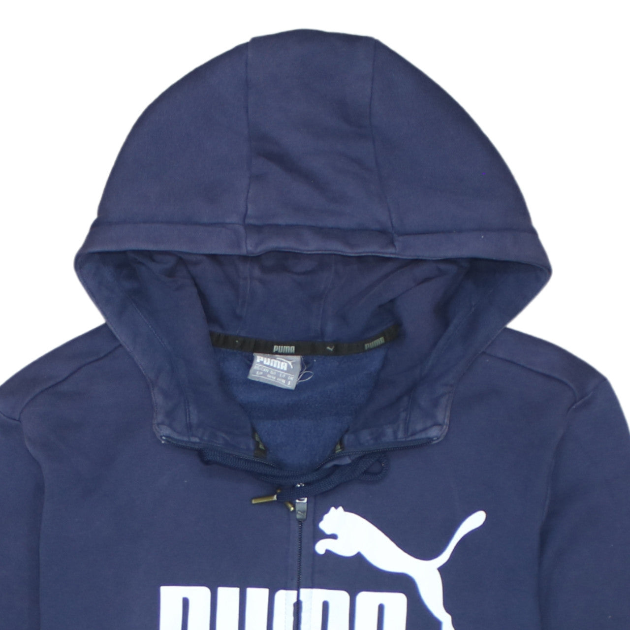 Puma Men's Blue Full Zip Hoodie Small Logo Graphic Cotton