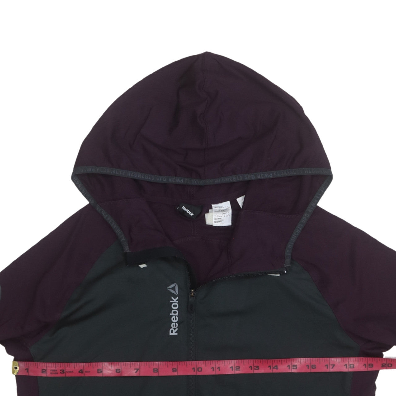 Reebok Womens Purple Black Full Zip Hoodie Size L Lightweight Sportswear