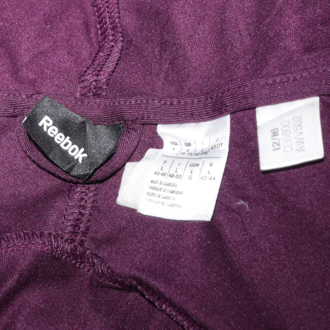 Reebok Womens Purple Black Full Zip Hoodie Size L Lightweight Sportswear