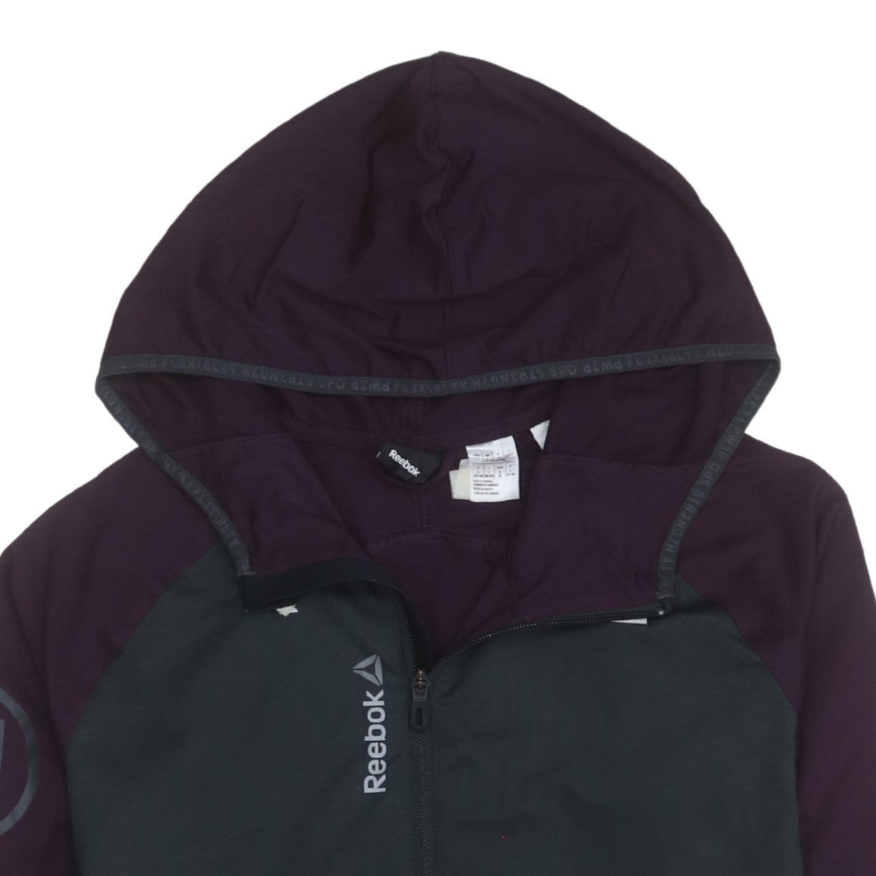 Reebok Womens Purple Black Full Zip Hoodie Size L Lightweight Sportswear