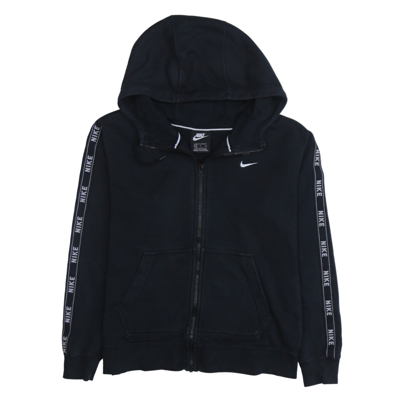 Nike Men's Black Small Full Zip Hoodie Sweatshirt with Logo Trim