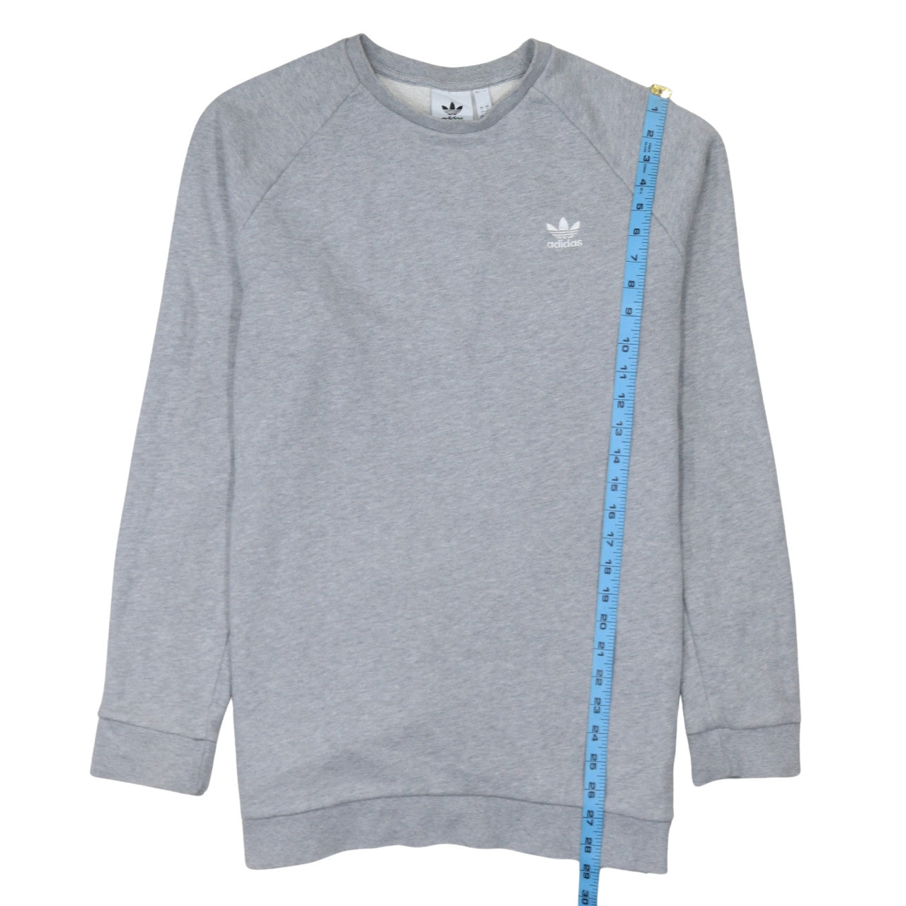 Adidas Men's Grey Pullover Sweatshirt L Crew Neck Logo Fleece