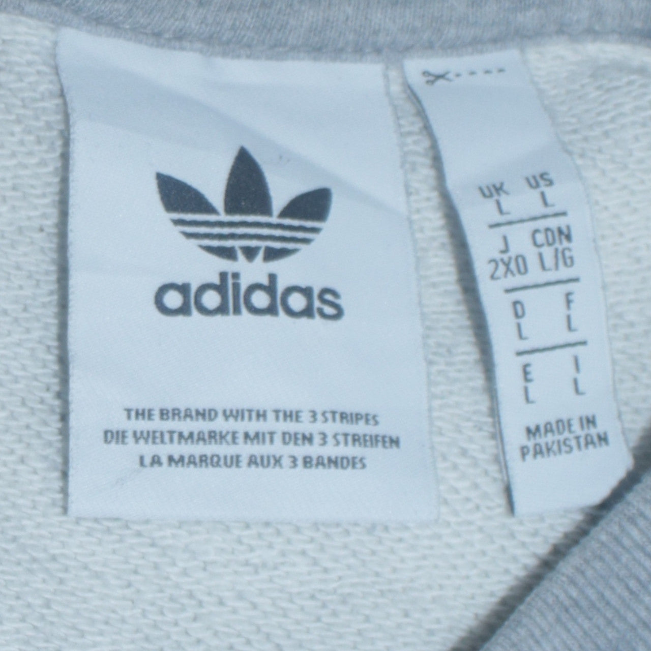 Adidas Men's Grey Pullover Sweatshirt L Crew Neck Logo Fleece