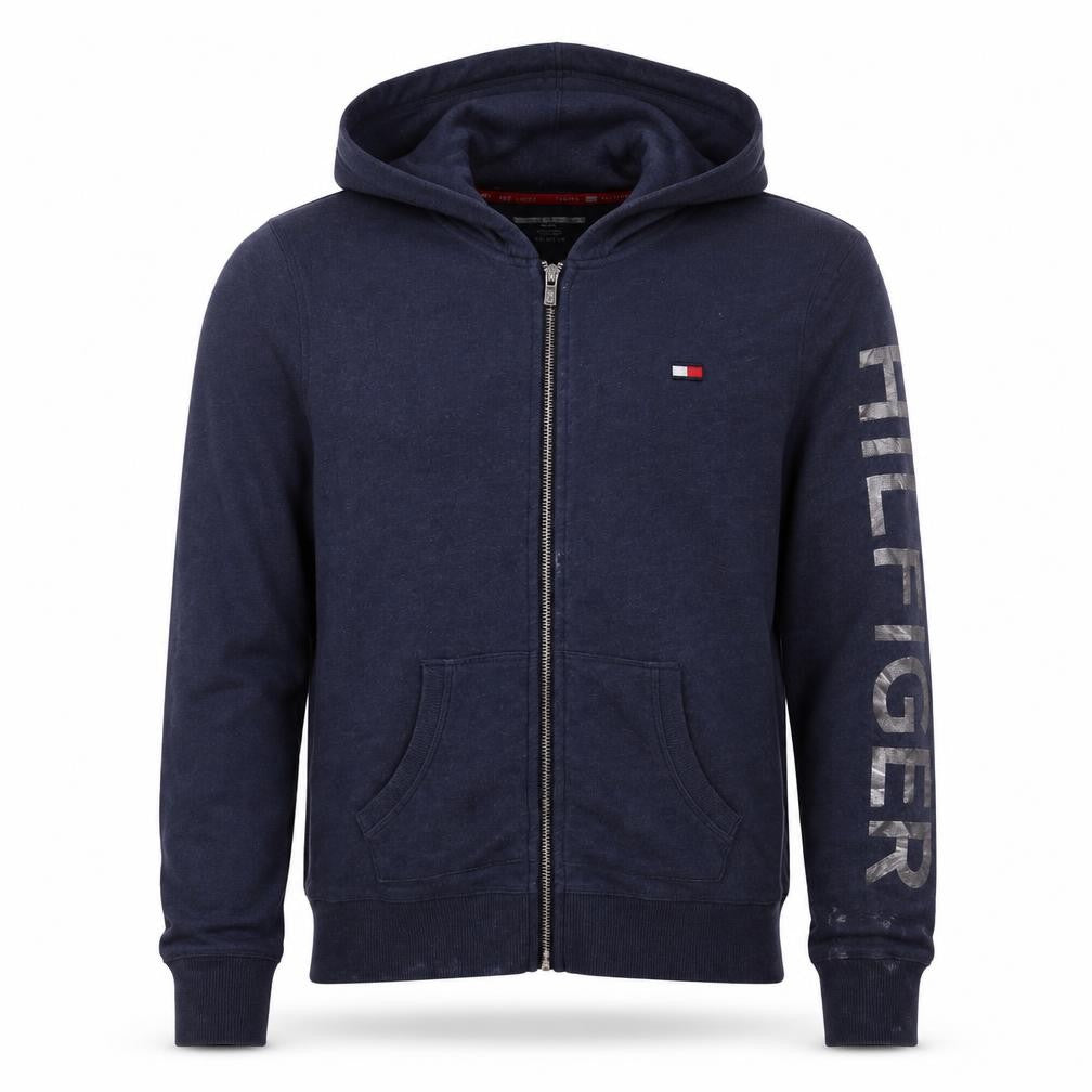 Tommy Hilfiger Mens Blue Full Zip Hoodie XS Logo Sport Style