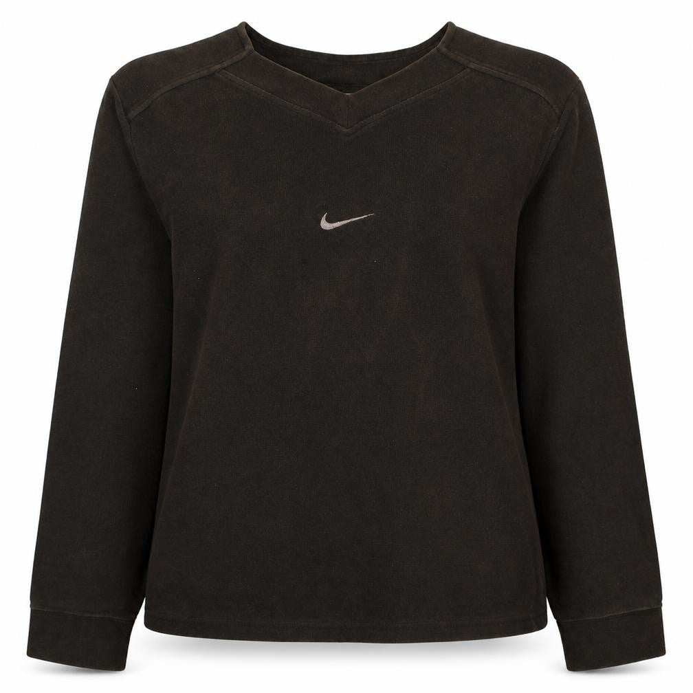 Nike Womens Black V-Neck Pullover Sweatshirt Size L