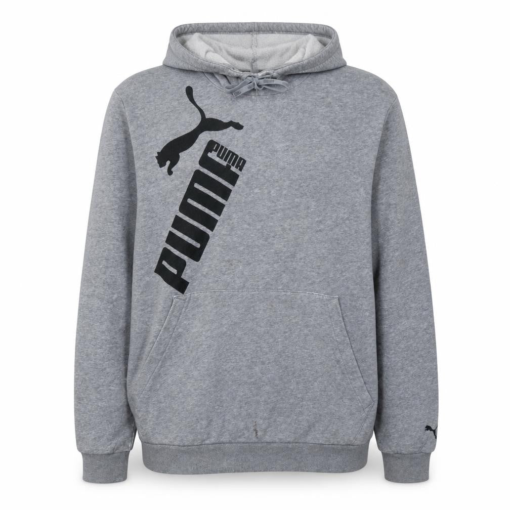 Puma Men's Grey XL Pullover Hoodie with Logo Print