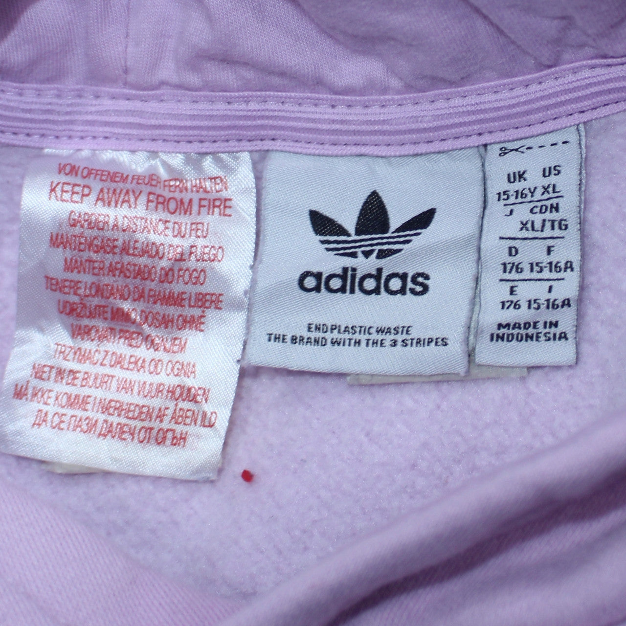 Adidas Girls Lilac Hoodie XL 15-16 Years Pullover Fleece Cotton Blend