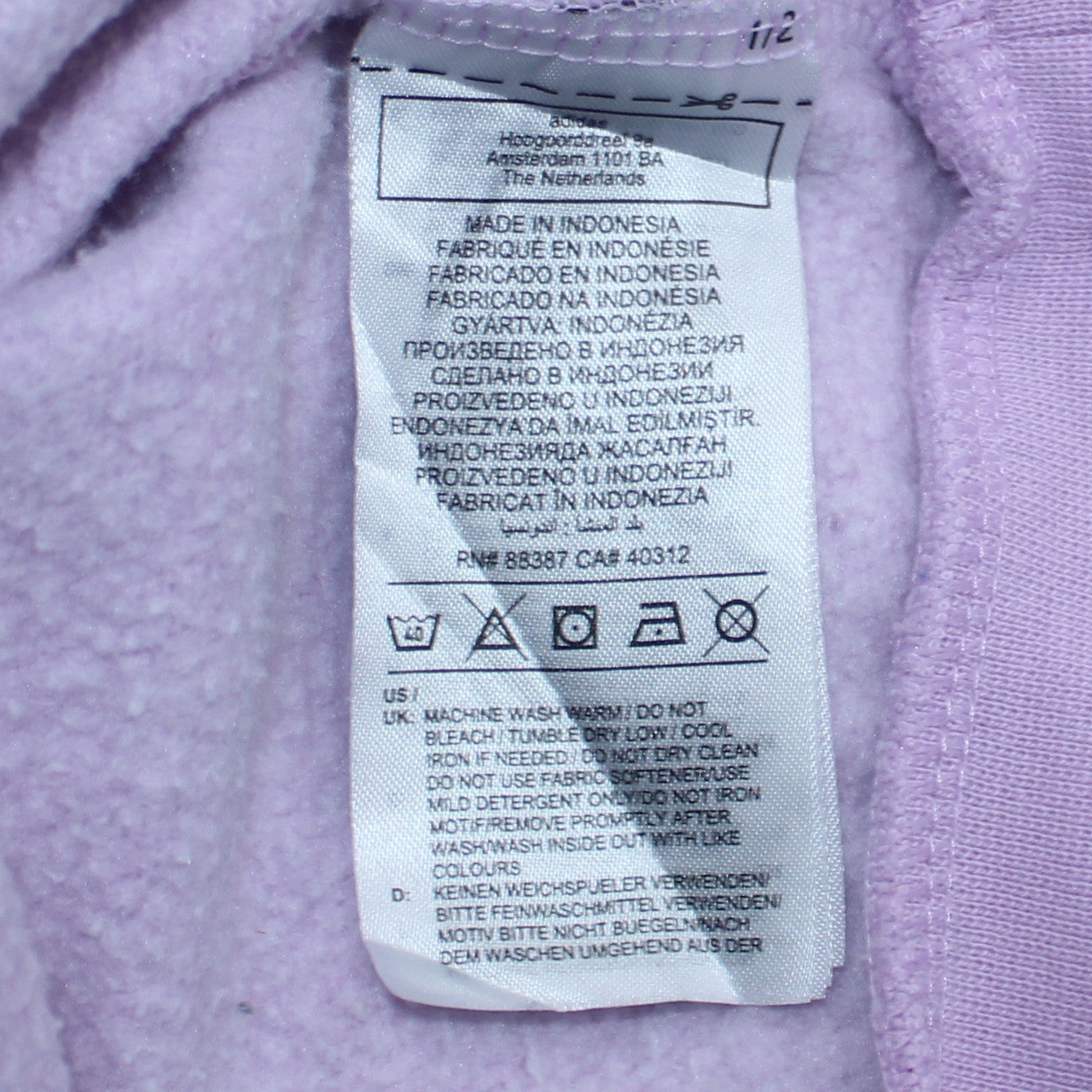 Adidas Girls Lilac Hoodie XL 15-16 Years Pullover Fleece Cotton Blend