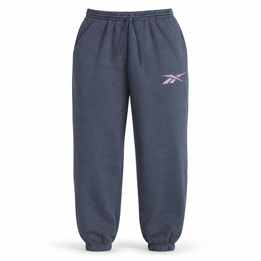 Reebok Women Blue L Fleece Sweatpants Activewear Trousers