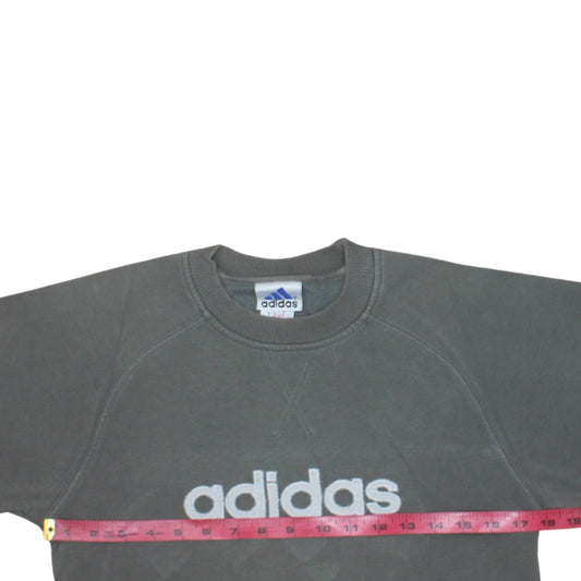 Adidas Boys Grey Pullover Sweatshirt 10-11 Years Crew Neck Logo Fleece