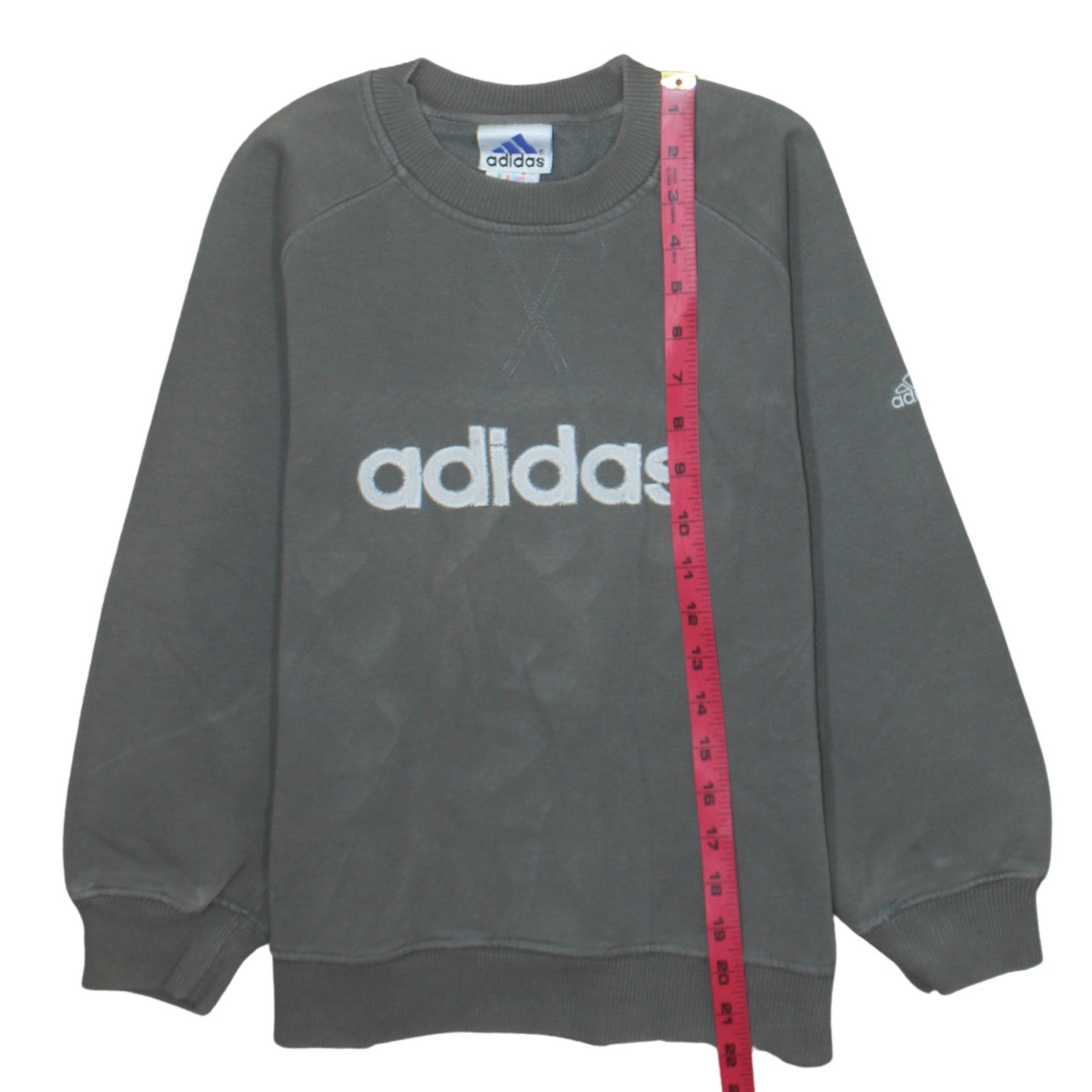 Adidas Boys Grey Pullover Sweatshirt 10-11 Years Crew Neck Logo Fleece
