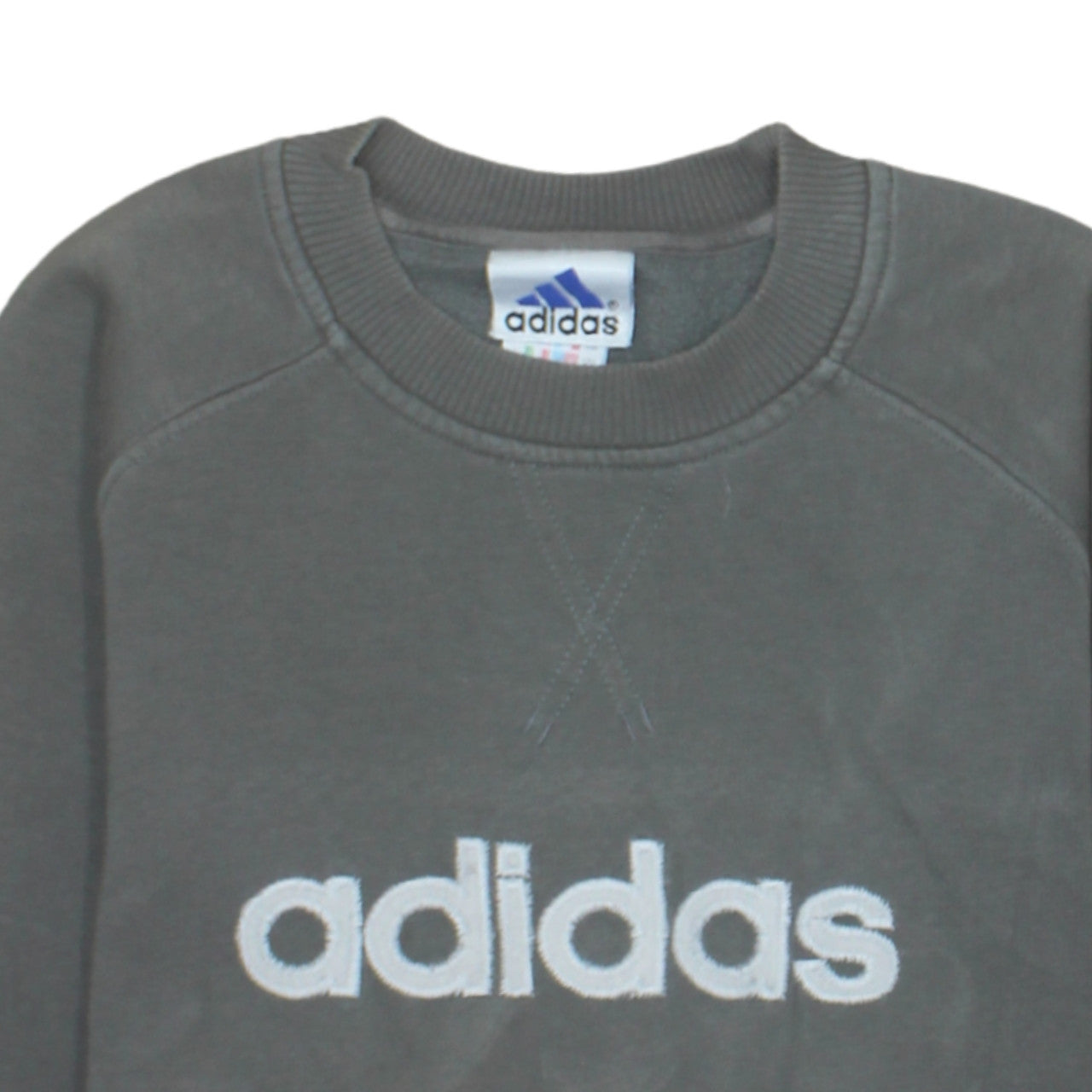 Adidas Boys Grey Pullover Sweatshirt 10-11 Years Crew Neck Logo Fleece