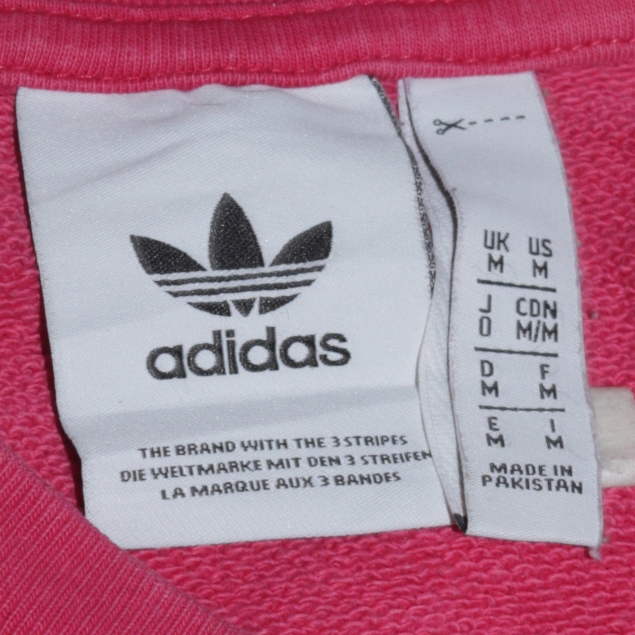 Adidas Mens Pink Crew Neck Pullover Sweatshirt M Cotton Casual