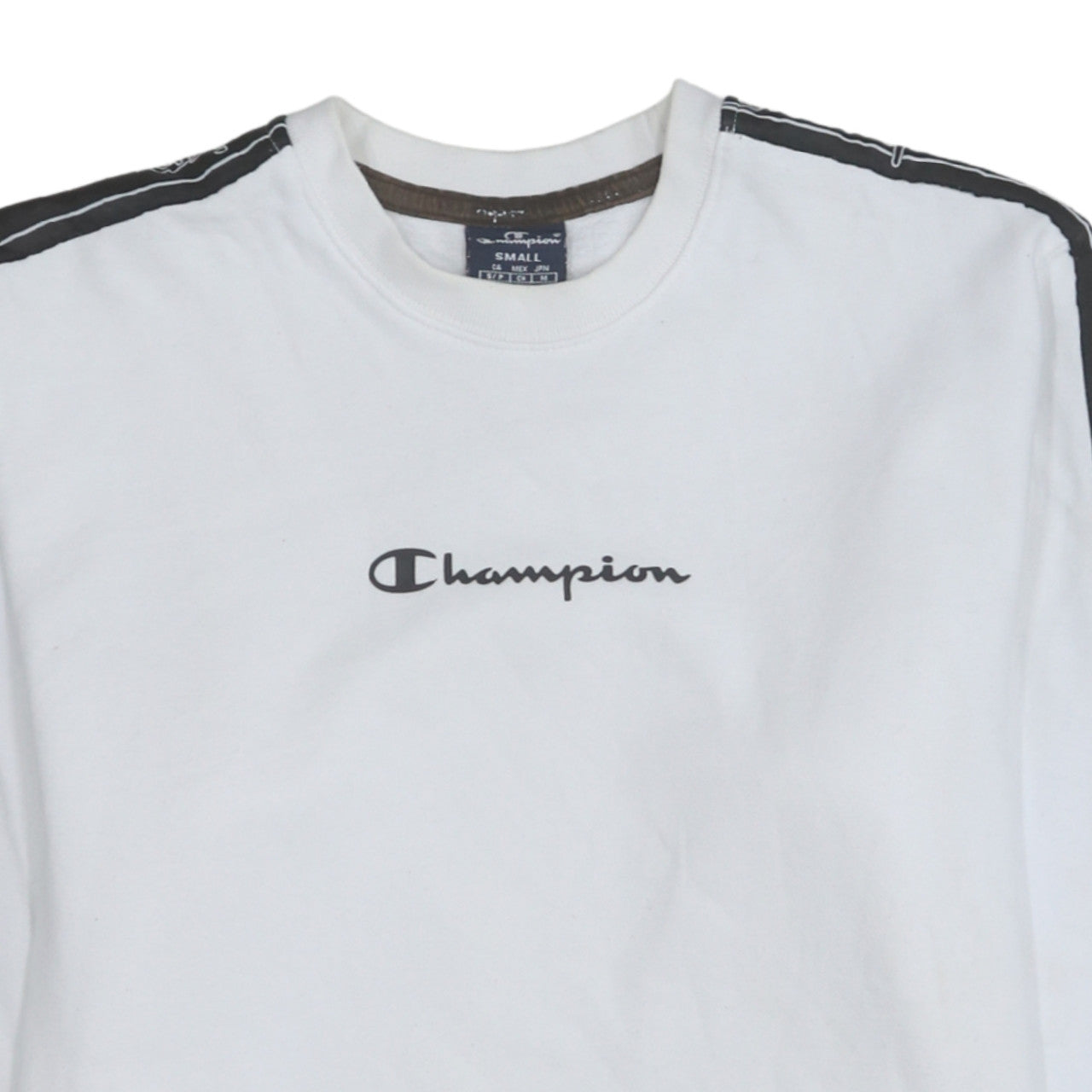 Champion Men's White Small Pullover Sweatshirt with Logo Taping