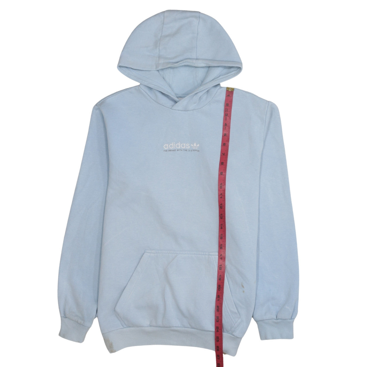 Adidas Mens Blue Pullover Hoodie Medium Classic Logo Cotton Blend
