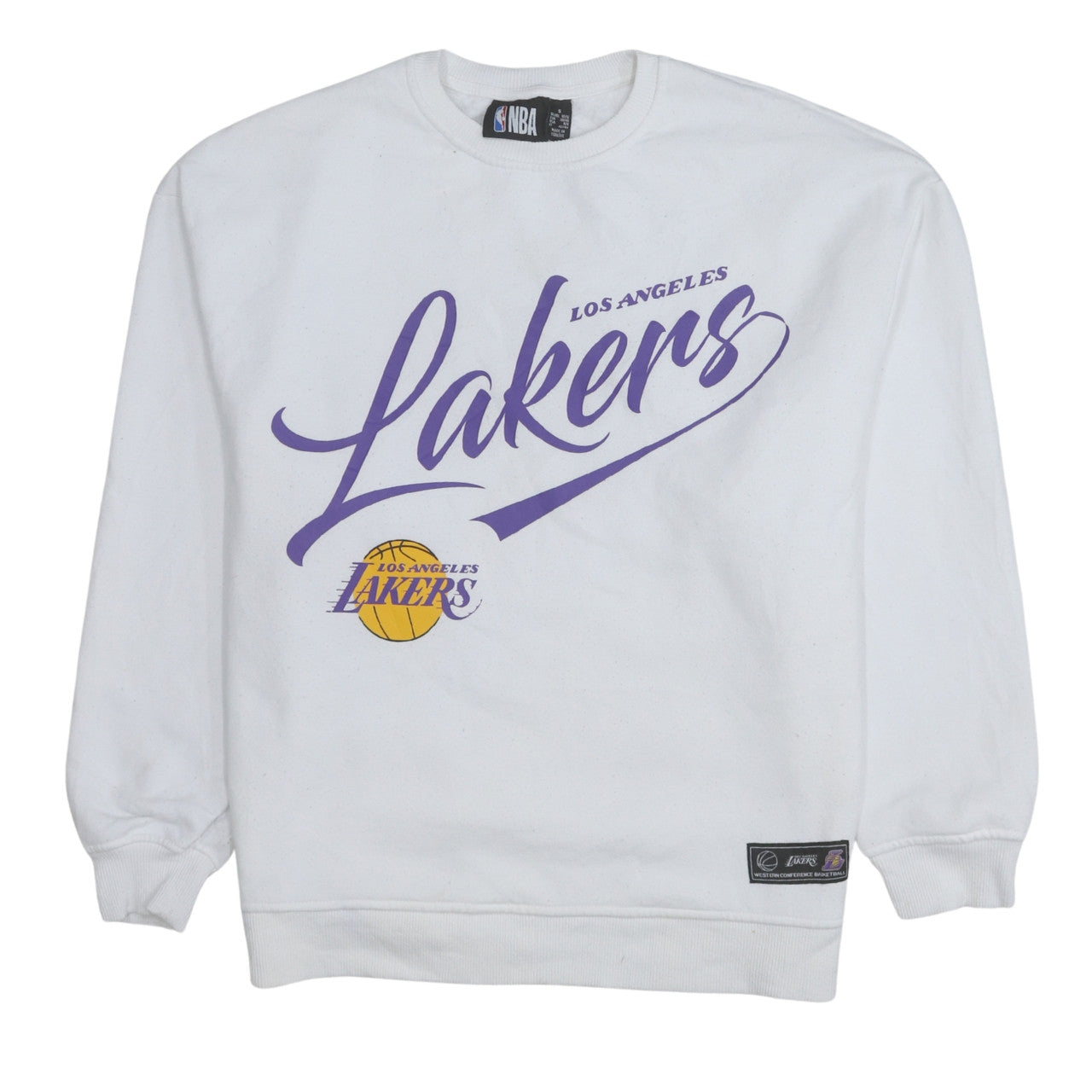 NBA Los Angeles Lakers White Sweatshirt Womens Small Crew Neck Pullover