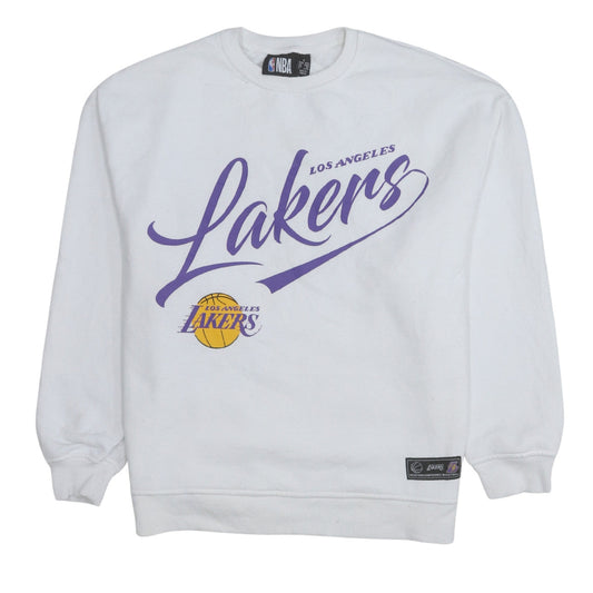 NBA Los Angeles Lakers White Sweatshirt Womens Small Crew Neck Pullover