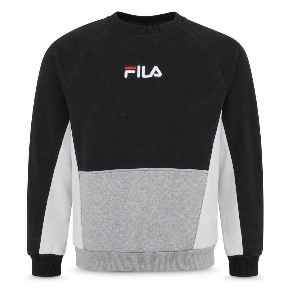 Fila Mens Black Colour Block Crew Neck Sweatshirt Size S