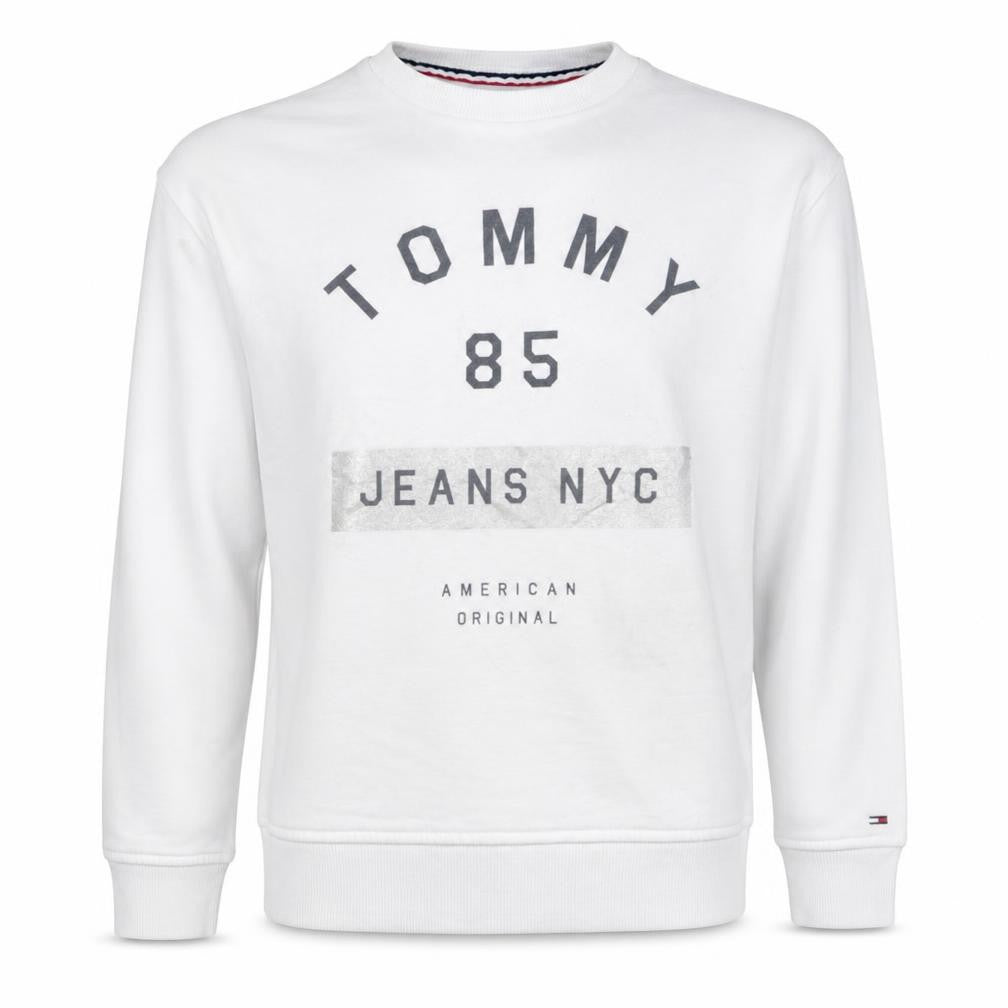 Tommy Jeans Men's White Crew Neck Pullover Sweatshirt Size S