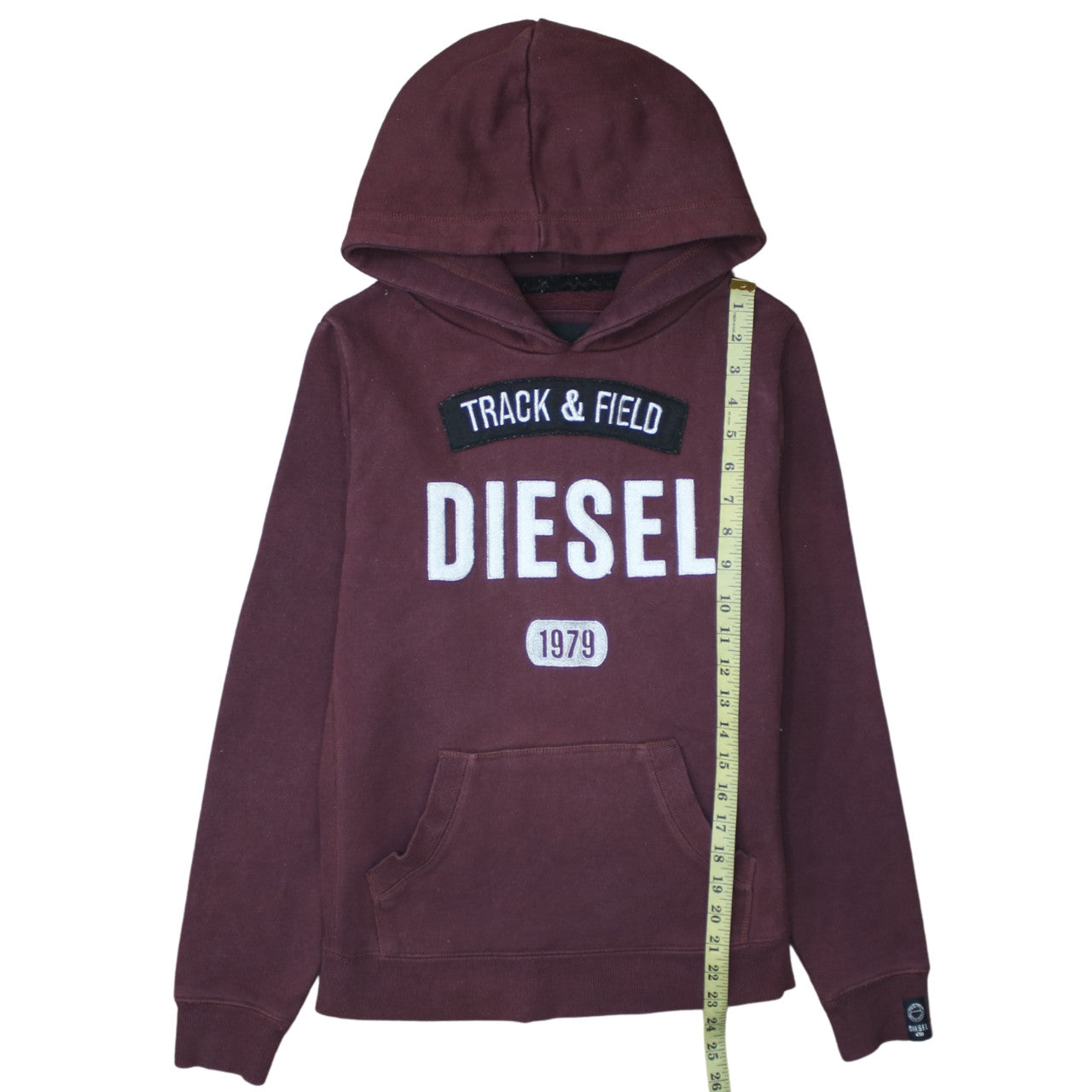Diesel Womens Burgundy Pullover Hoodie M Classic Cotton Blend