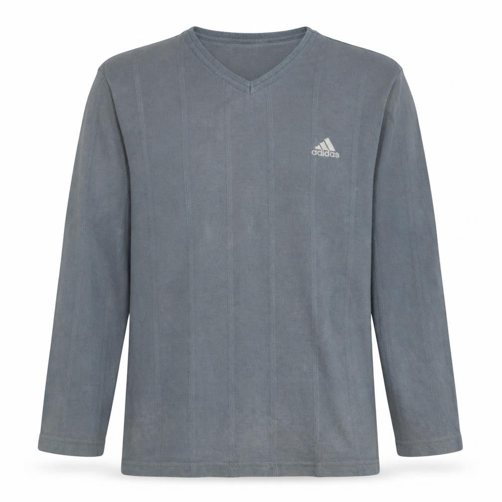 Adidas Men's Grey V-Neck Long Sleeve Pullover Sweatshirt M