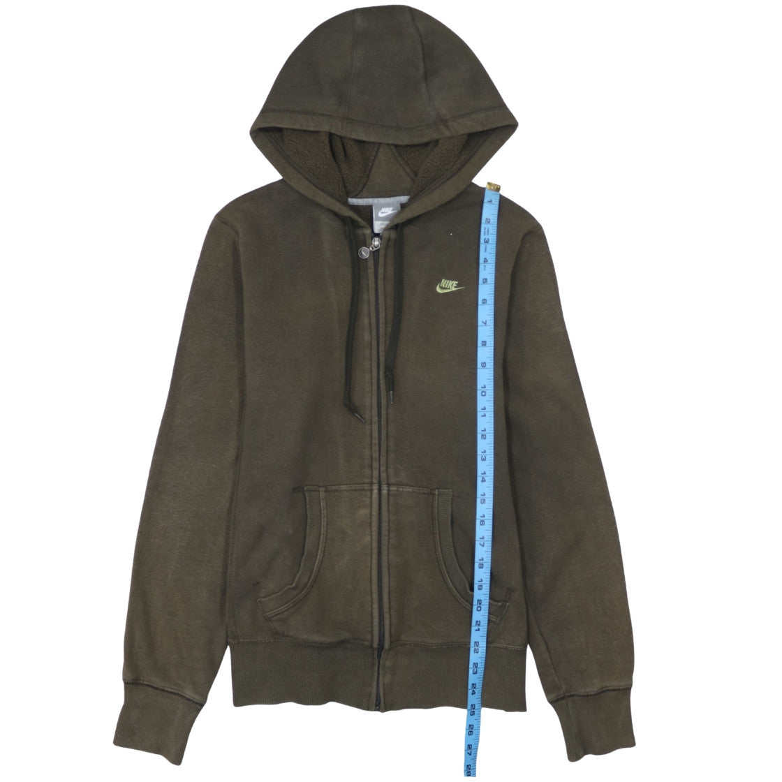 Nike Womens Green Full Zip Hoodie L Fleece Cotton Blend Casual