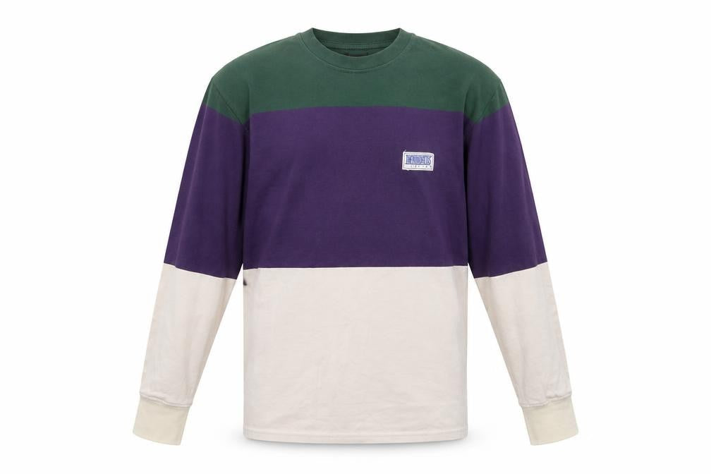 The Hundreds Men's Green Purple Beige Colourblock Cotton Long Sleeve S
