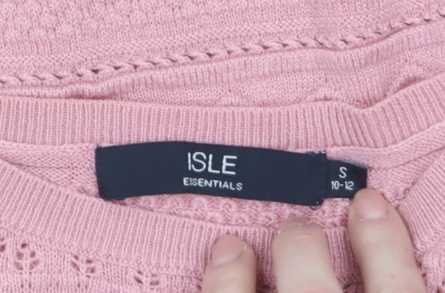 Isle Essentials Women’s Pink Knit Pullover Jumper Size S 10-12