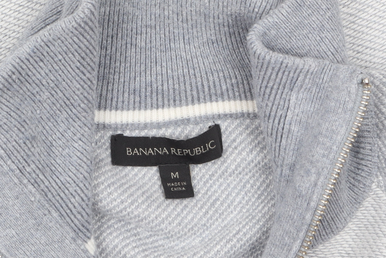 Banana Republic Men's Grey Full Zip Knit Jumper Medium