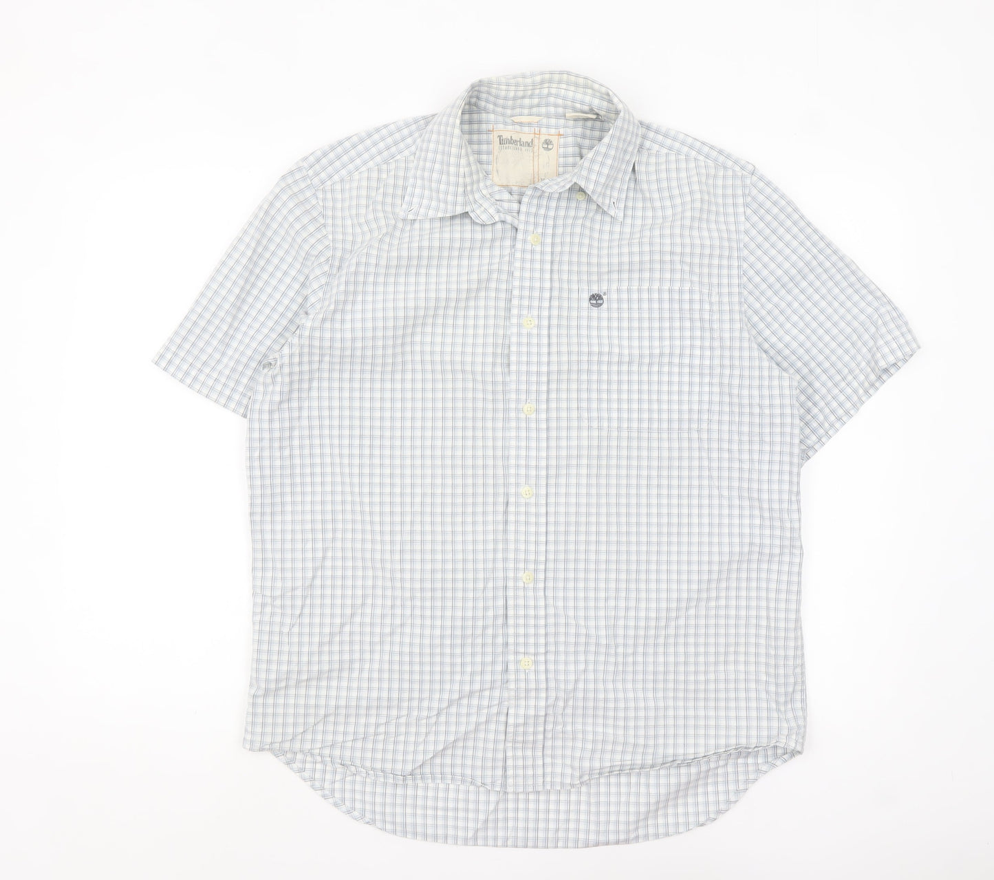 Timberland Men's Blue Check Short Sleeve Button Up Shirt M