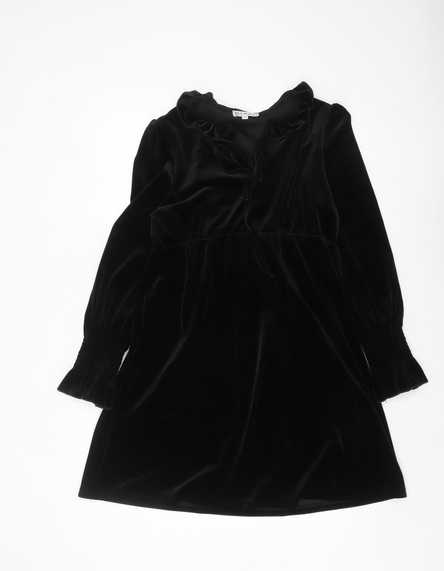 EMXEE Women’s Black Velvet Shift Dress Size 12 Long Sleeve Party Style