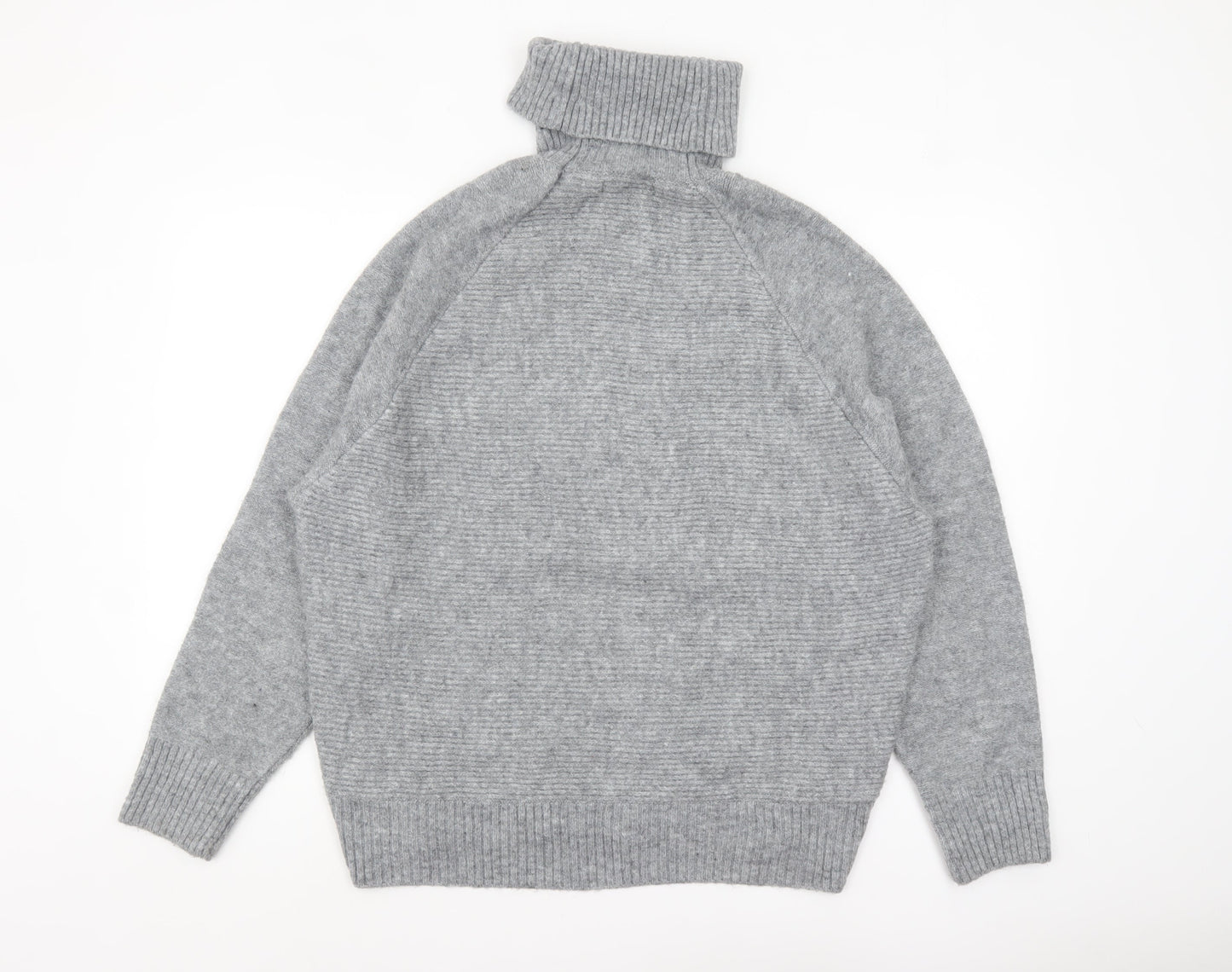 Mango Womens Grey Roll Neck Chunky Knit Pullover Jumper M