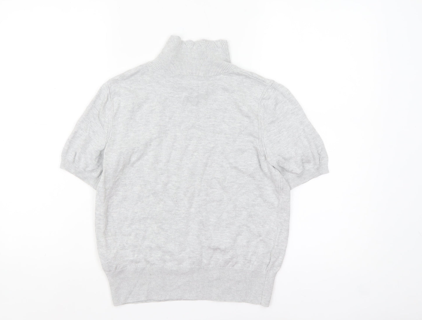 Marks and Spencer Women's Grey Collared Short Sleeve Knit Jumper Size 8
