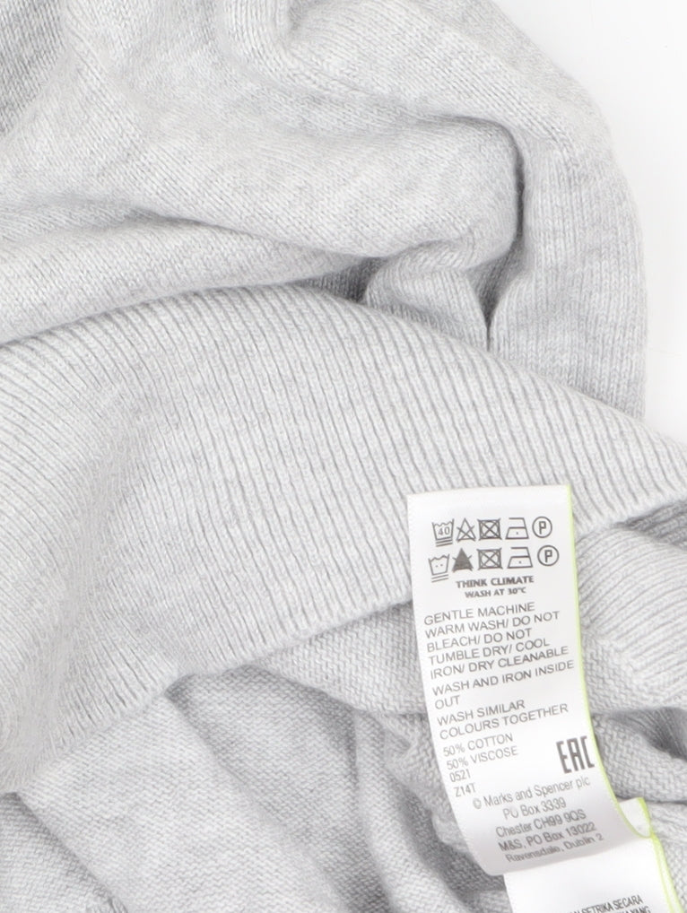 Marks and Spencer Women's Grey Collared Short Sleeve Knit Jumper Size 8