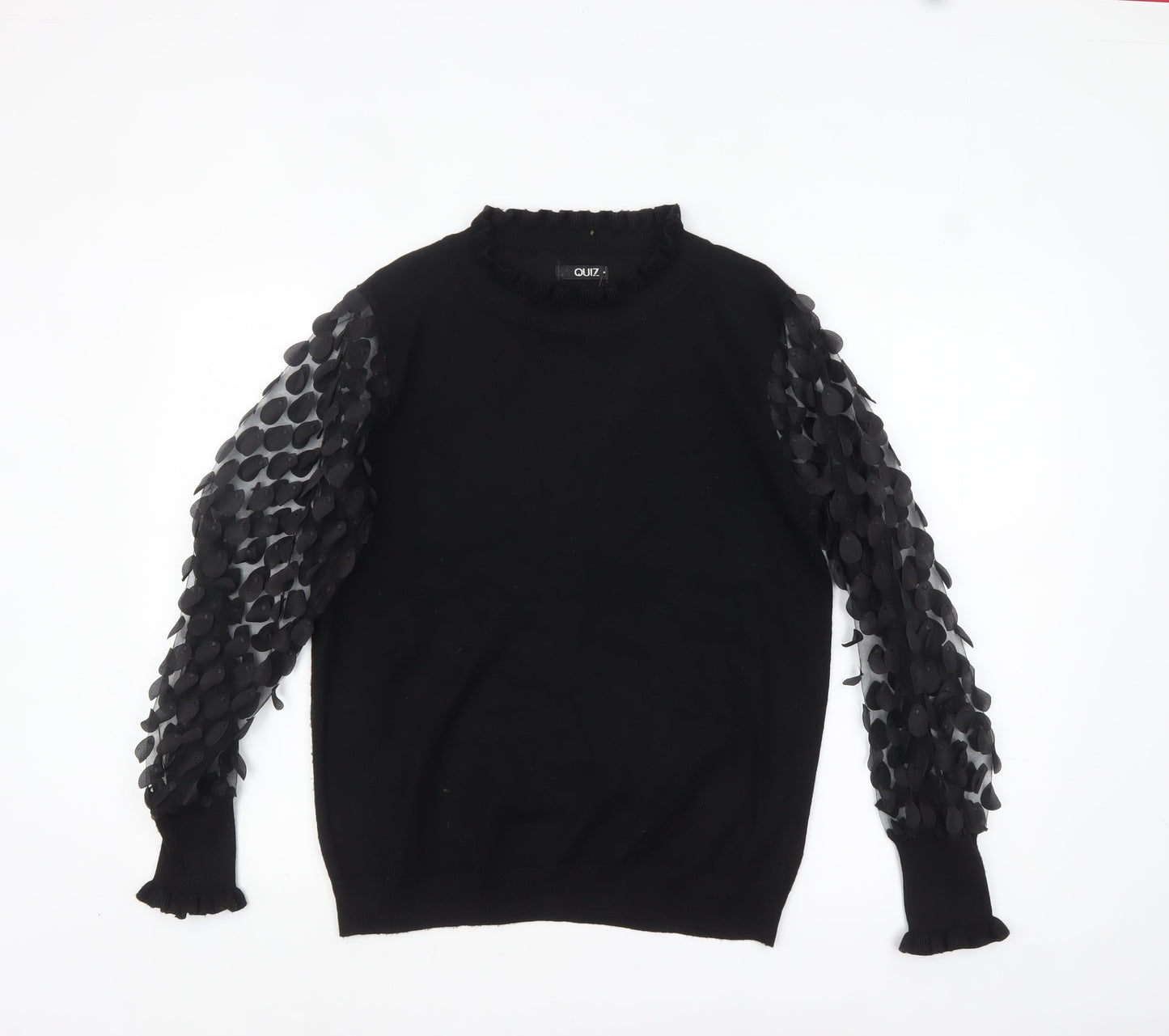 Quiz Women's Black Puff Sleeve High Neck Pullover Jumper M