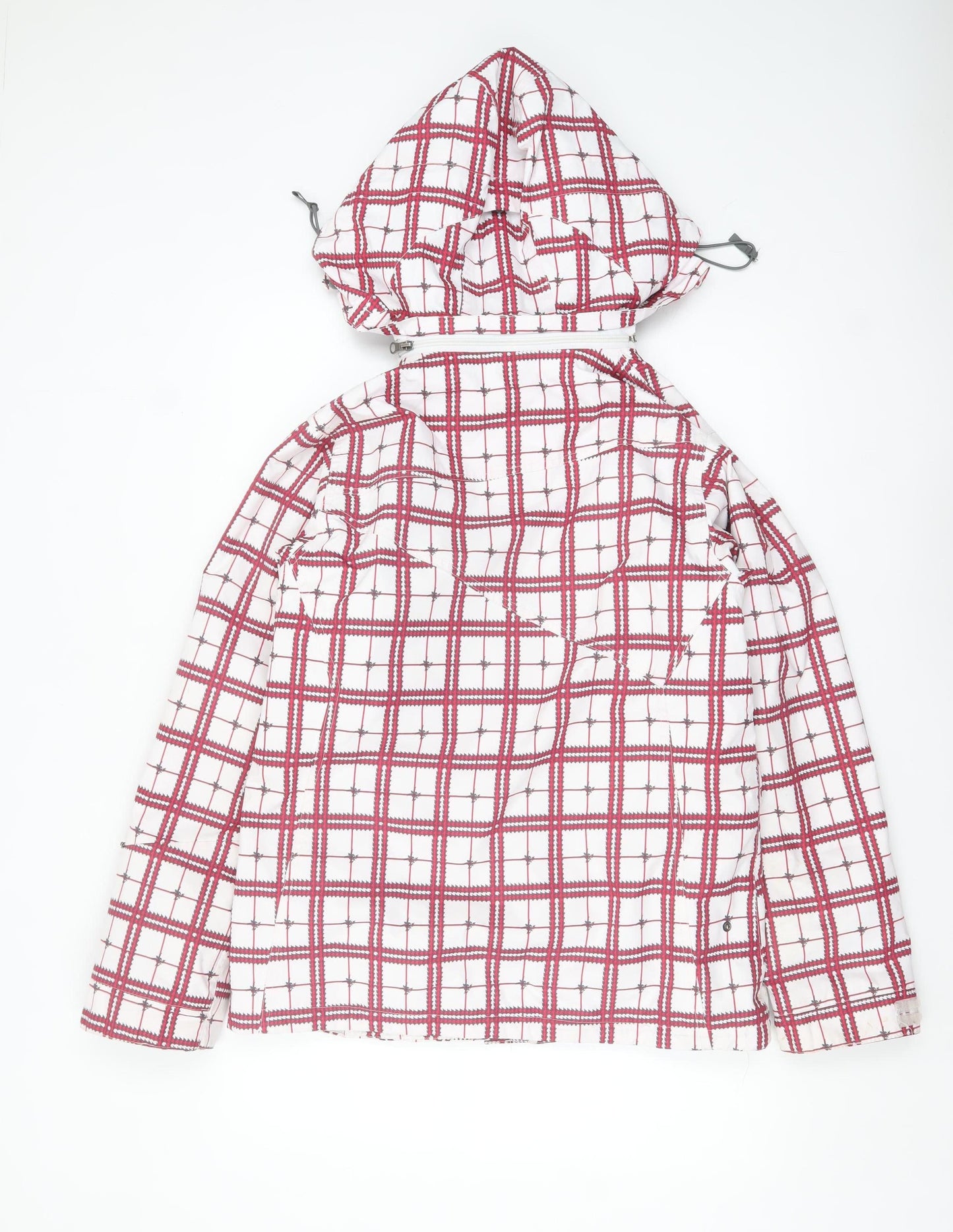 Rojo Womens White Red Check Waterproof Hooded Ski Jacket Size 10