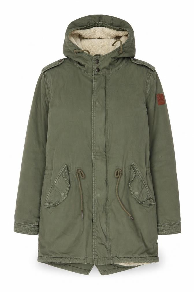 Funky Buddha Women's Green Hooded Parka Coat Size M