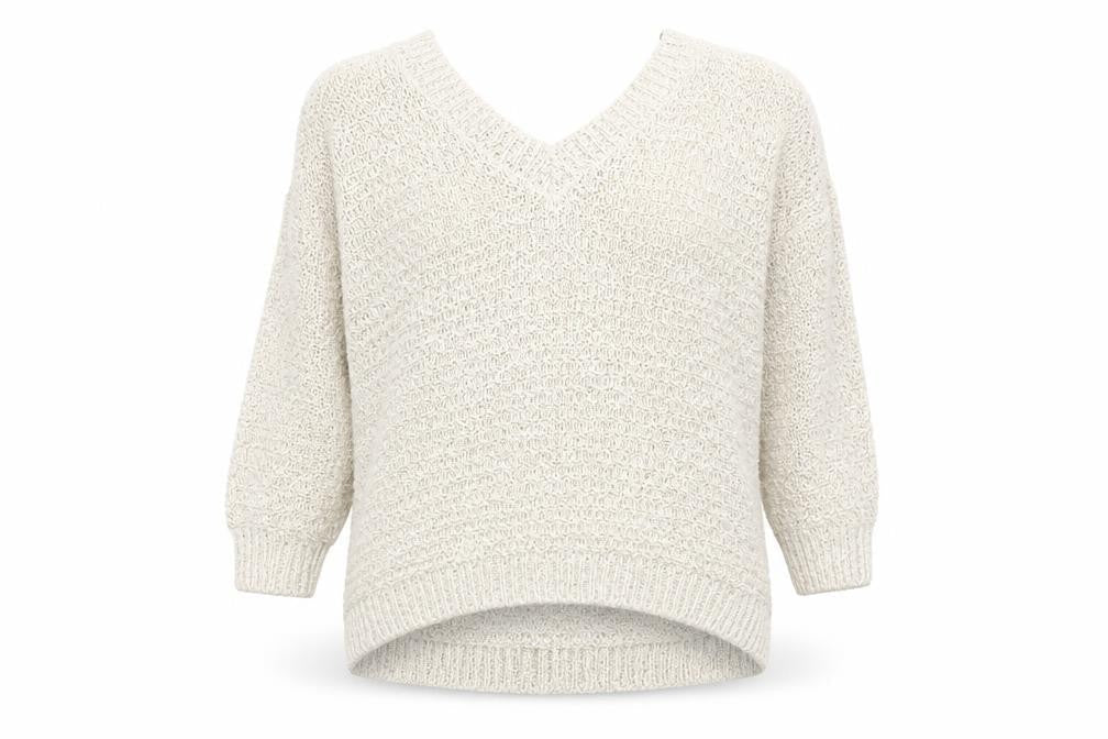 River Island Women’s Ivory V-Neck Chunky Knit Jumper Size 10