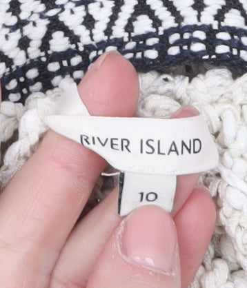 River Island Women’s Ivory V-Neck Chunky Knit Jumper Size 10