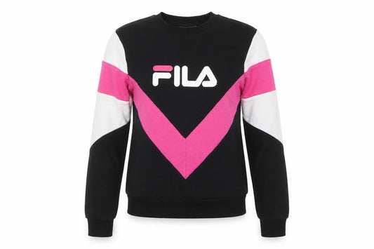 FILA Womens Black Pink Colourblock Logo Pullover Sweatshirt XXS