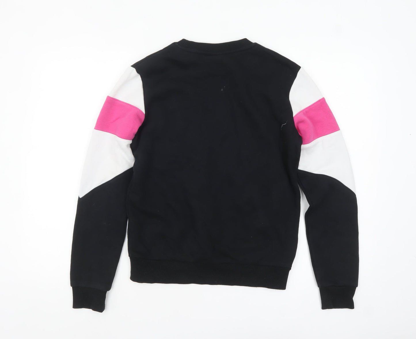 FILA Womens Black Pink Colourblock Logo Pullover Sweatshirt XXS