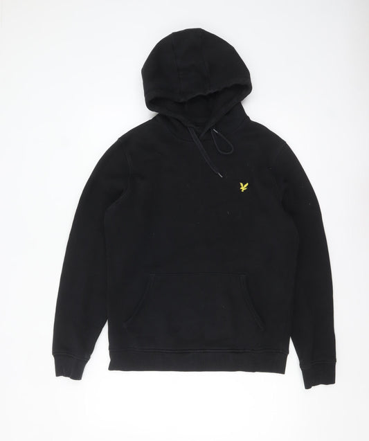 Lyle & Scott Men's Black Pullover Hoodie Size M Logo Fleece
