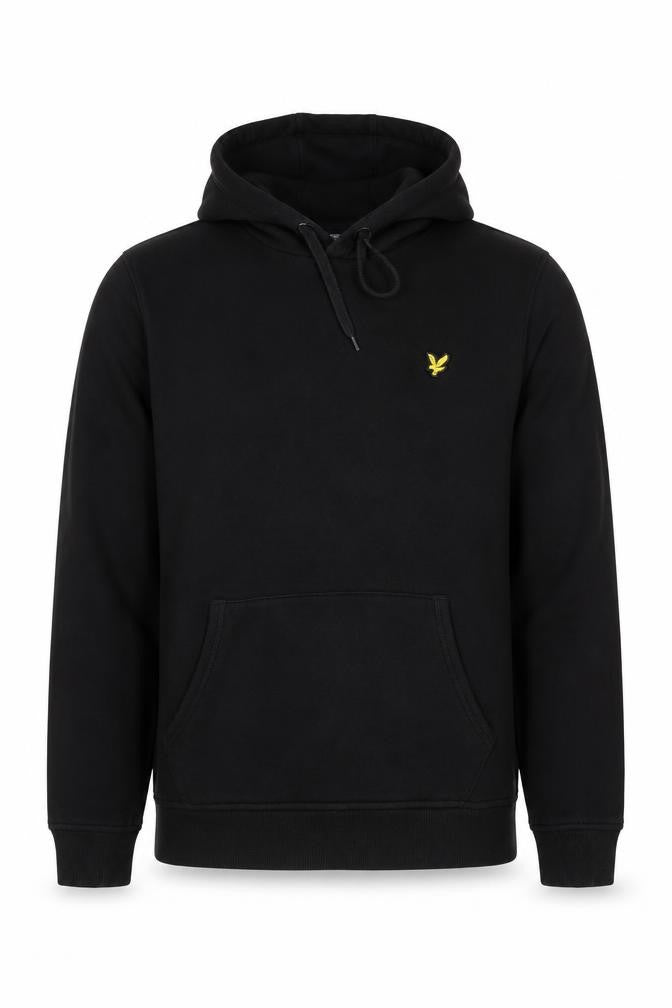 Lyle & Scott Men's Black Pullover Hoodie Size M Logo Fleece