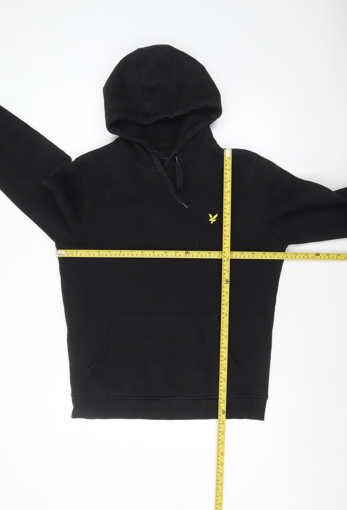 Lyle & Scott Men's Black Pullover Hoodie Size M Logo Fleece