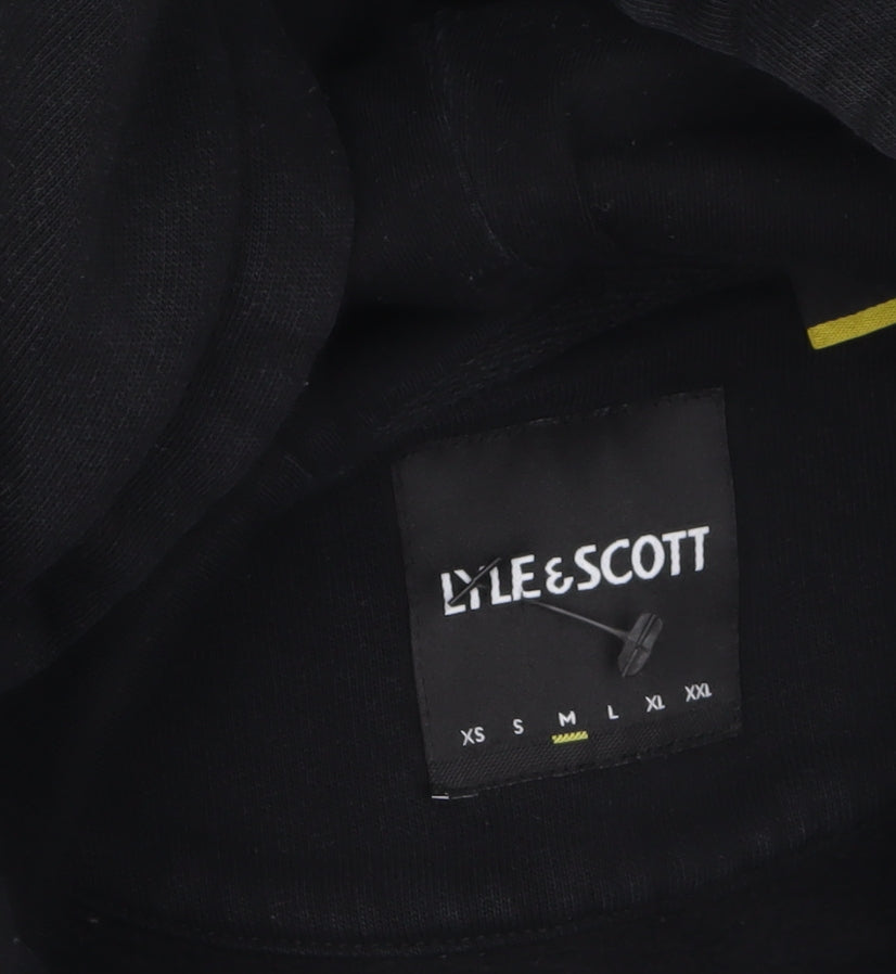 Lyle & Scott Men's Black Pullover Hoodie Size M Logo Fleece