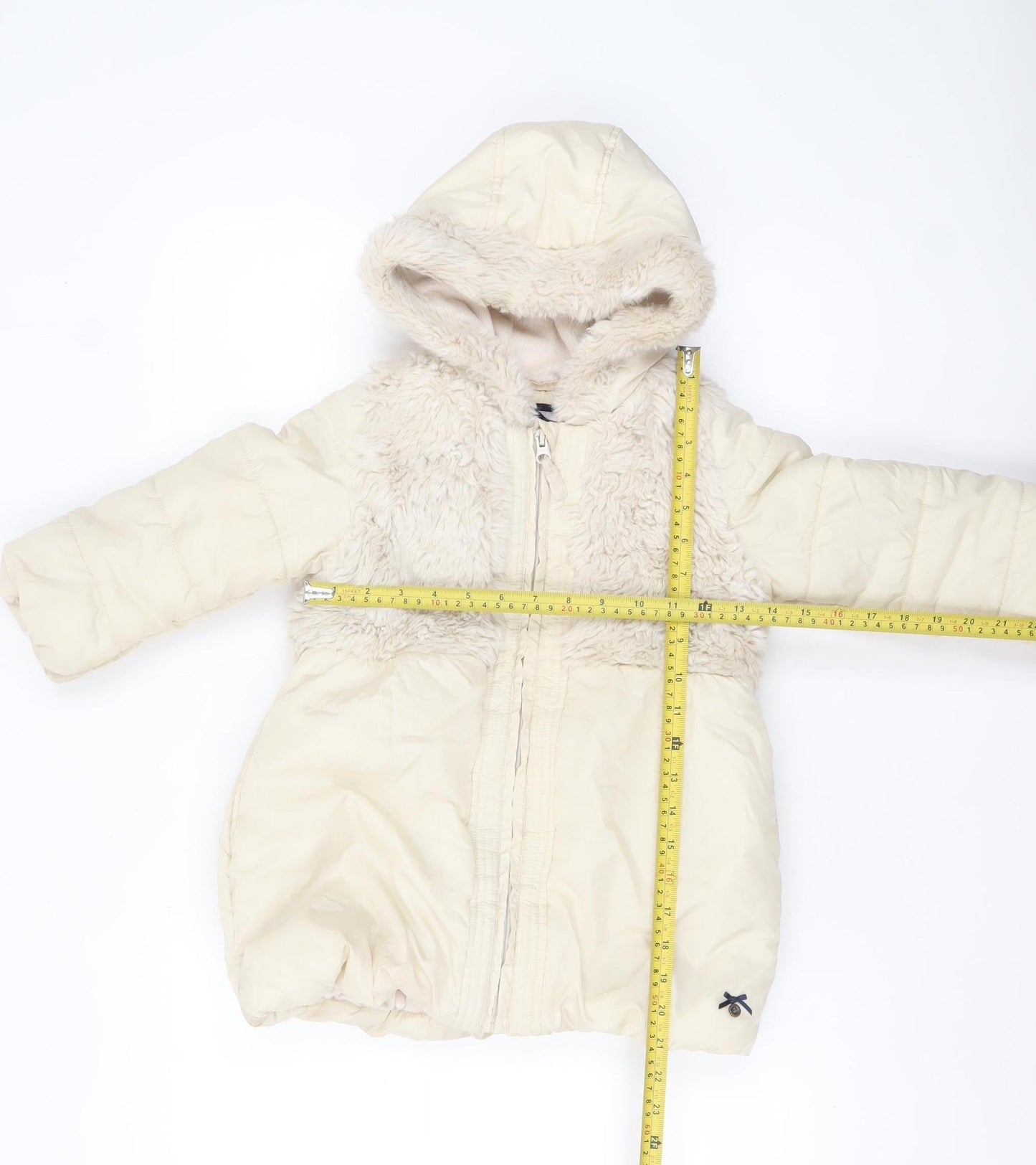 Junior J by Jasper Conran Girls Ivory Hooded Faux Fur Puffer Coat 4-5 Years