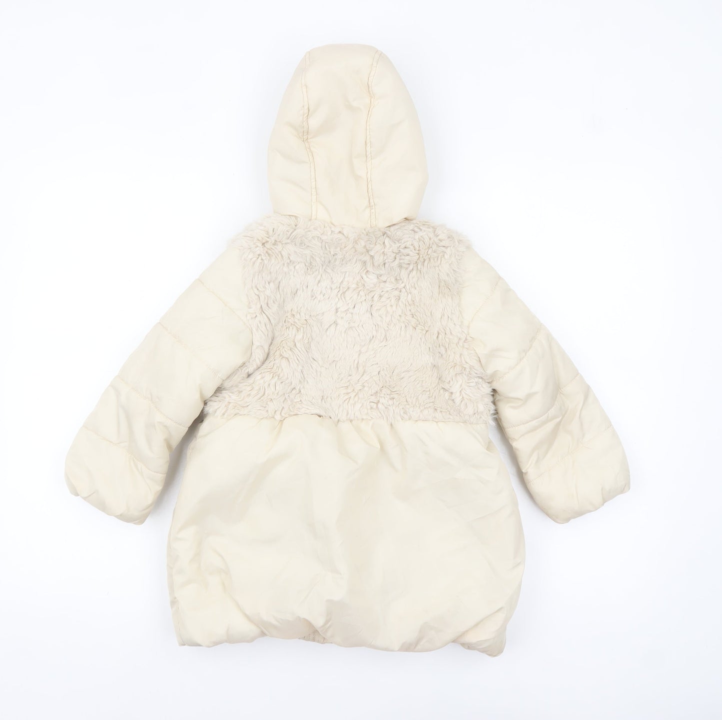 Junior J by Jasper Conran Girls Ivory Hooded Faux Fur Puffer Coat 4-5 Years