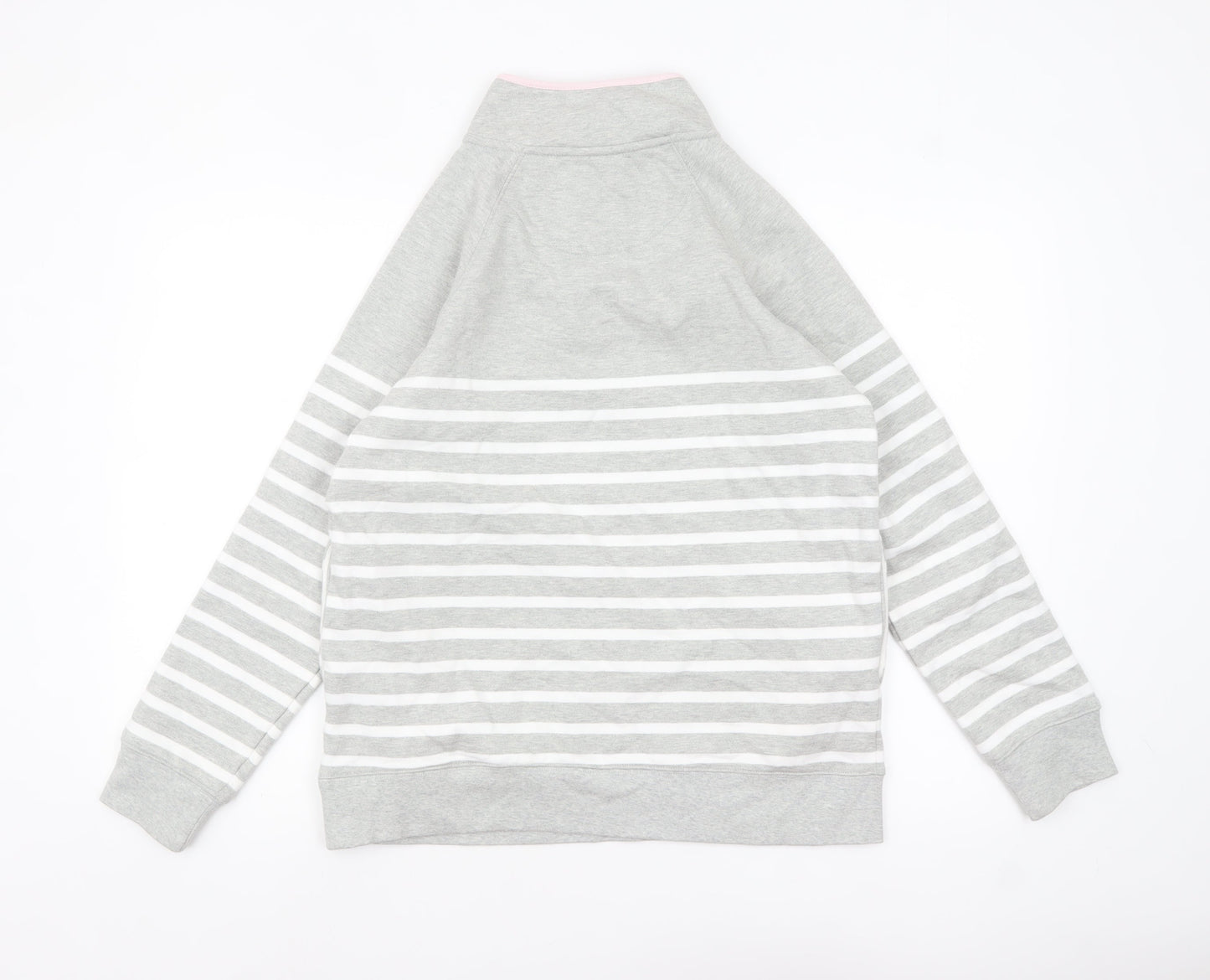 Crew Clothing Company Women Grey Striped 1/2 Zip Sweatshirt Size 12